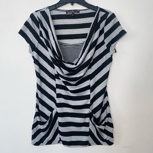 Black and Gray Striped Women's Top